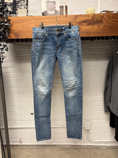 2017 Saint Laurent ‘Flag Patch’ D02 Light Wash Skinny Jeans