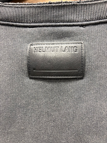 Helmut Lang Charcoal Grey ‘Raw Hem’ Sweatshirt with Leather Patch