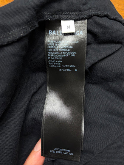 2022 Balenciaga ‘Paris’ Black Vinyl Logo Oversized T-Shirt