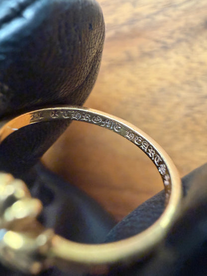 Chrome Hearts 18k Gold Plus Cross Ring with Factory Set Diamond