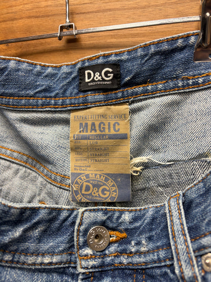 Dolce & Gabbana Patchwork Distressed Blue Bootcut Denim