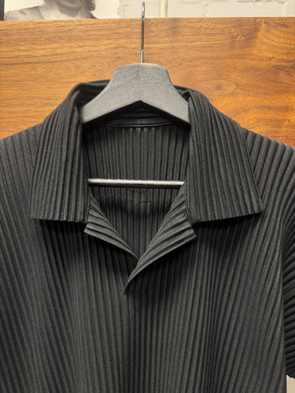 Issey Miyake Homme Plisse Black Pleated Polo