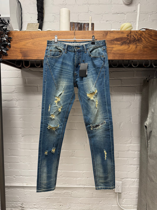 Number (N)ine Distressed Blue Skinny Jeans
