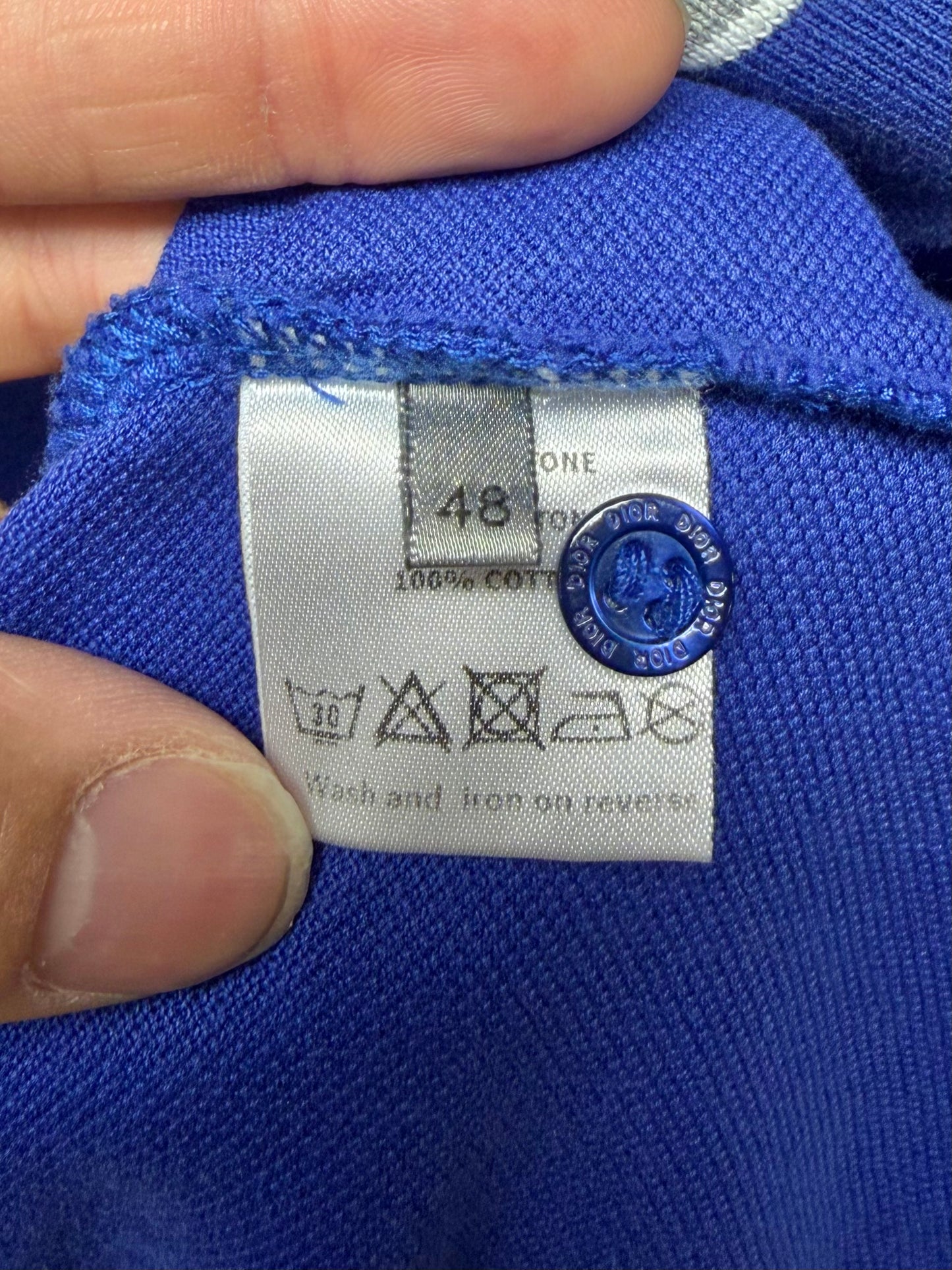 Dior Homme Blue/Grey  ‘Bee’ Embroidered Logo Polo