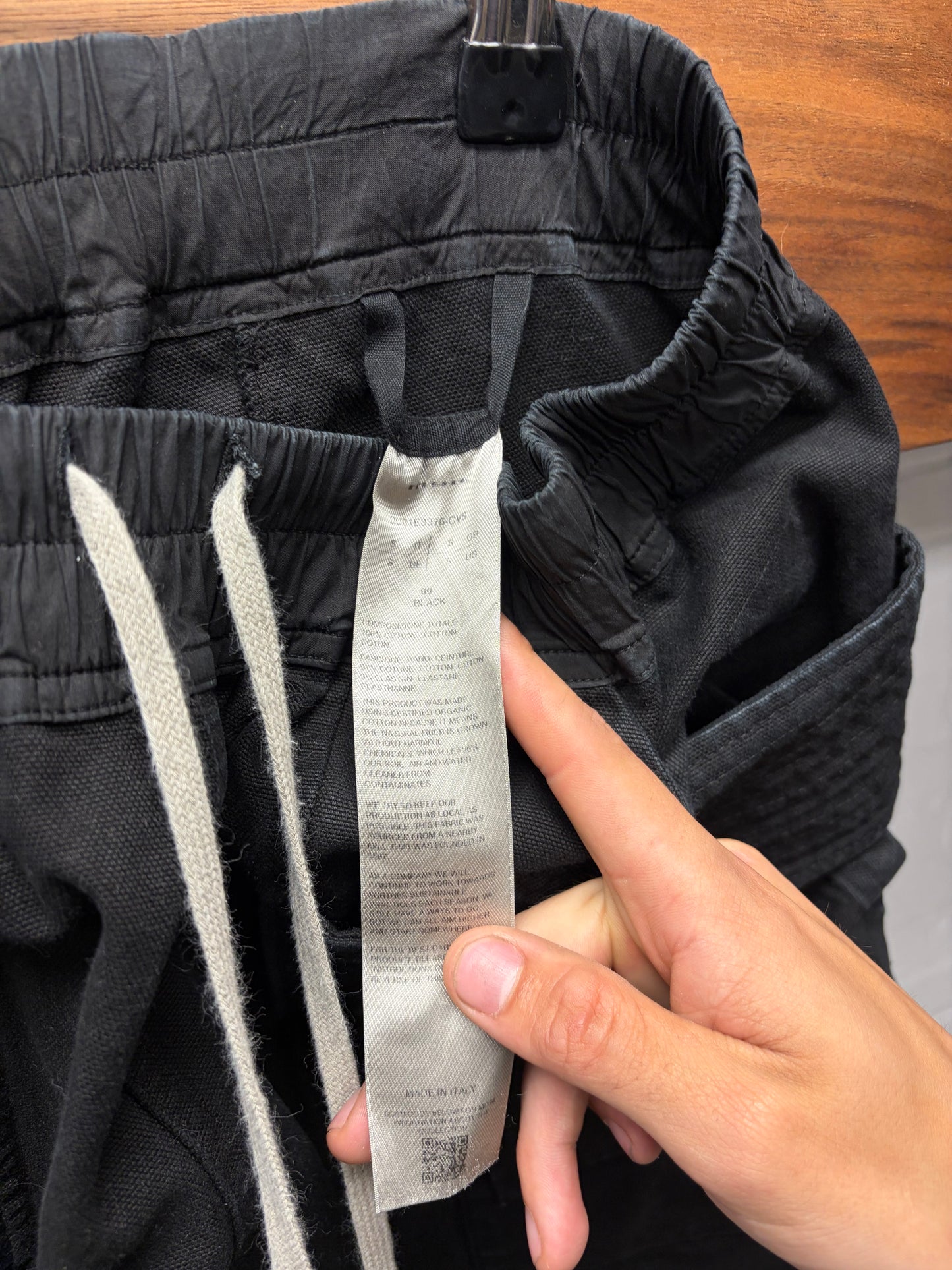 Rick Owens Cotton ‘Creatch’ Black Drawstring Cargo Pants