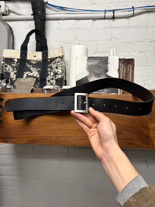 SS2025 Rick Owens ‘Hollywood’ Black Calfskin Leather ‘Stooges’ Belt