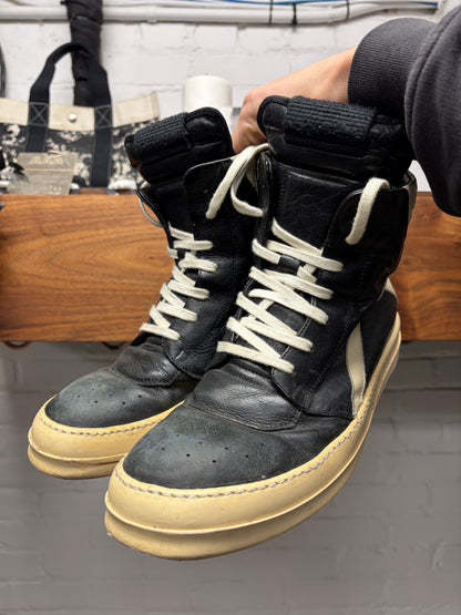 Rick Owens ‘Short Tongue’ Geobasket Black/Milk Sneakers