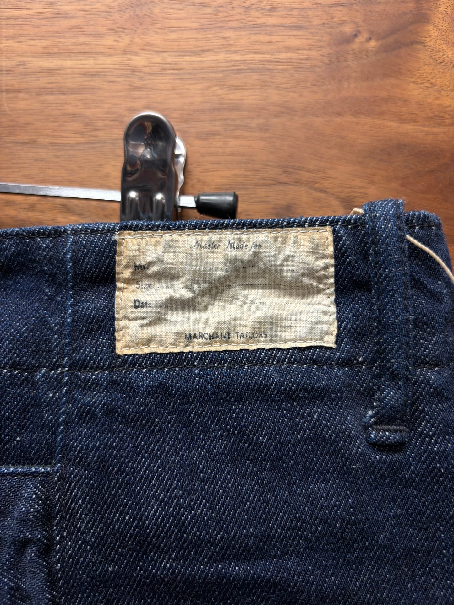 Kapital 11.5oz ‘High Waisted’ Buckle Back Raw Blue Denim