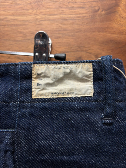 Kapital 11.5oz ‘High Waisted’ Buckle Back Raw Blue Denim