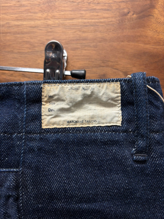 Kapital 11.5oz ‘High Waisted’ Buckle Back Raw Blue Denim