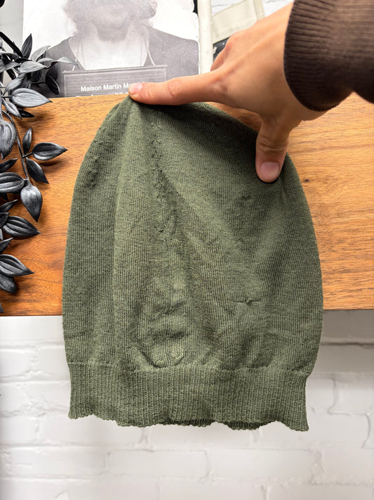 AW2021 Rick Owens ‘Gethsemane’ Green Virgin Wool Ribbed Beanie