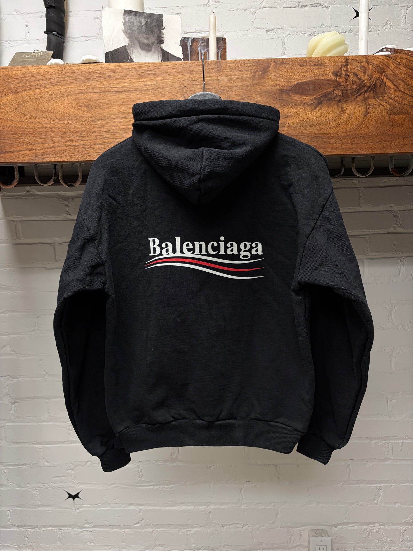 2018 Balenciaga ‘Campaign Logo’ Black Pullover Hoodie