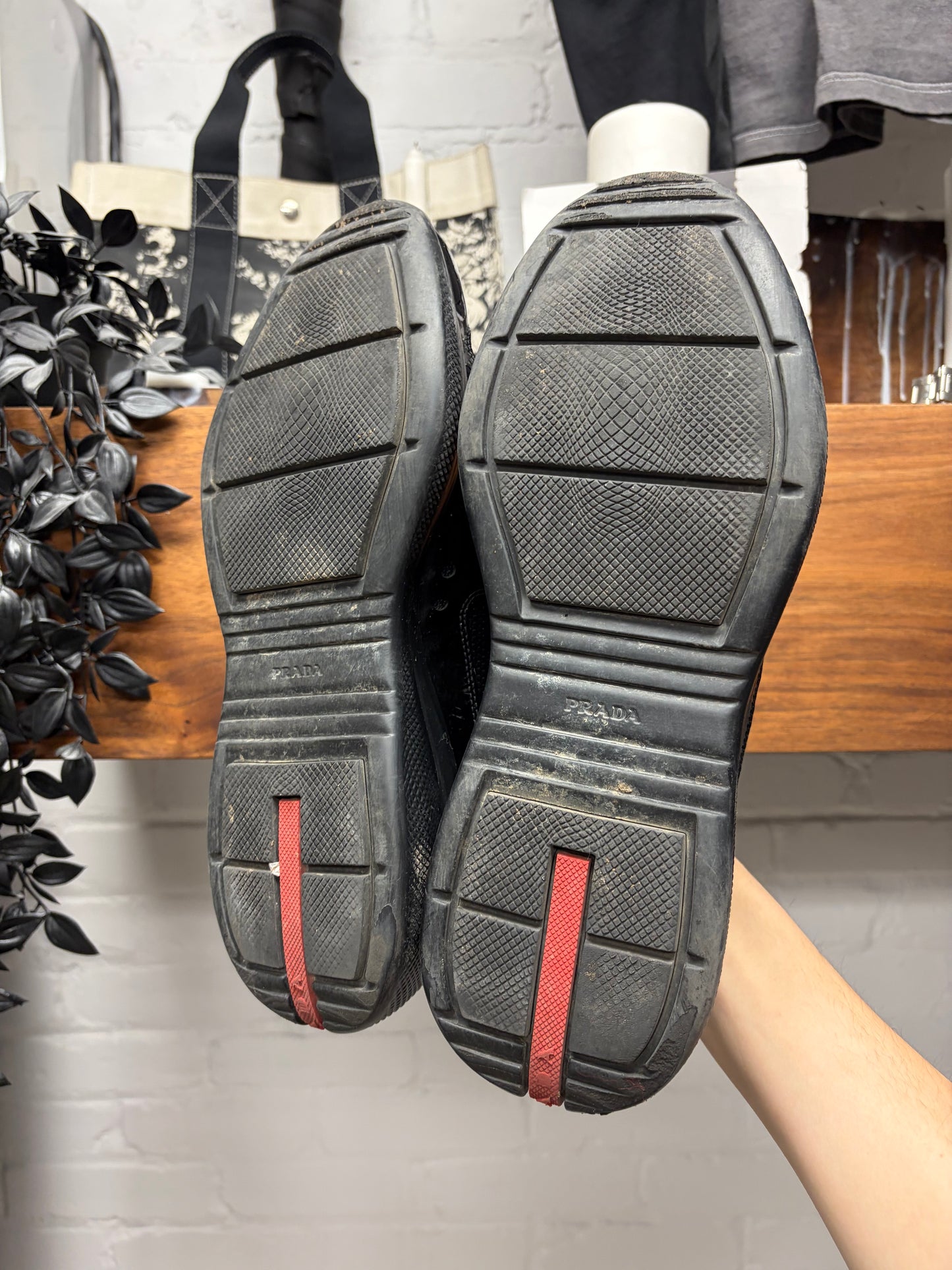 Prada ‘Americas Cup’ Black Patent Leather Low Top Sneakers