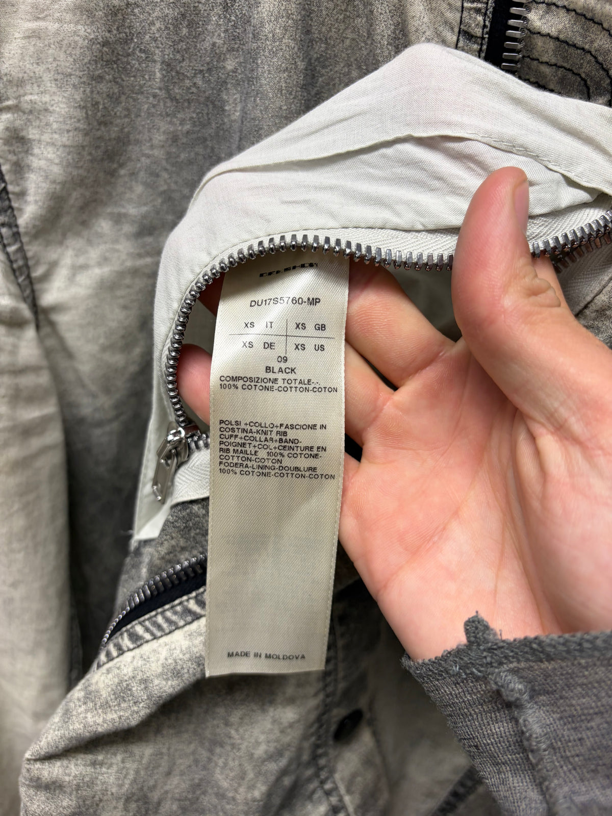 SS2017 Rick Owens ‘Walrus’  Black/Grey Fade Cotton Bomber Jacket