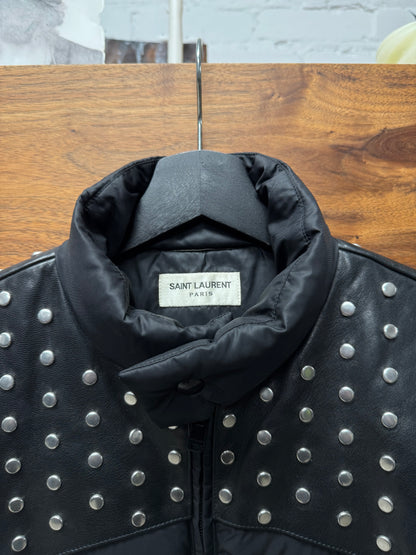 AW2014 Saint Laurent by Hedi Slimane Studded Leather Puffer Jacket