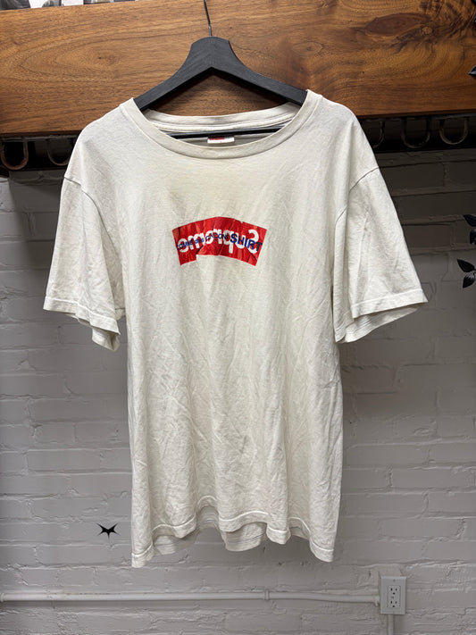 SS2017 Supreme x Comme Des Garçons Shirt Crumpled ‘Box Logo’ White T-Shirt