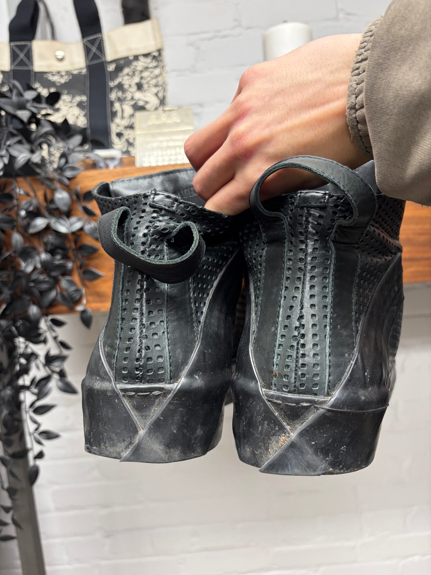 Boris Bidjan Saberi ‘Lazer Cut’ Calfskin Leather High Top Sneakers