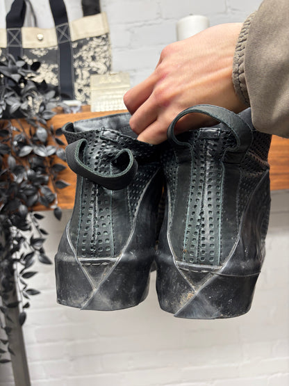 Boris Bidjan Saberi ‘Lazer Cut’ Calfskin Leather High Top Sneakers