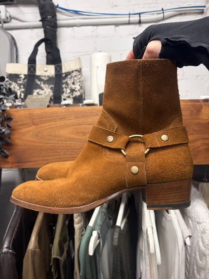 Saint Laurent ‘Wyatt’ Harness Brown Suede Chelsea Boots