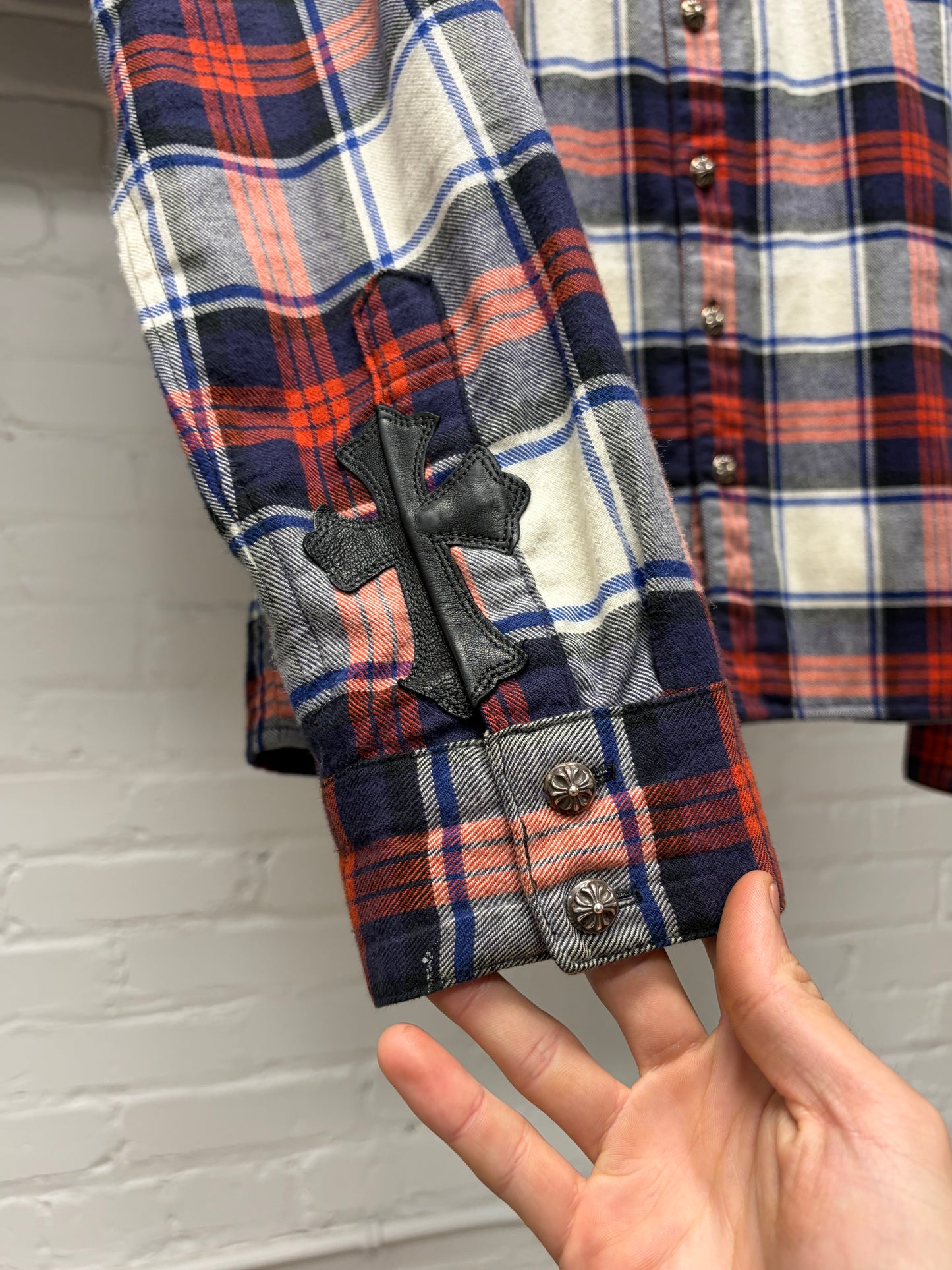 Chrome Hearts ‘Front Pocket’ Leather Cross Patch Flannel