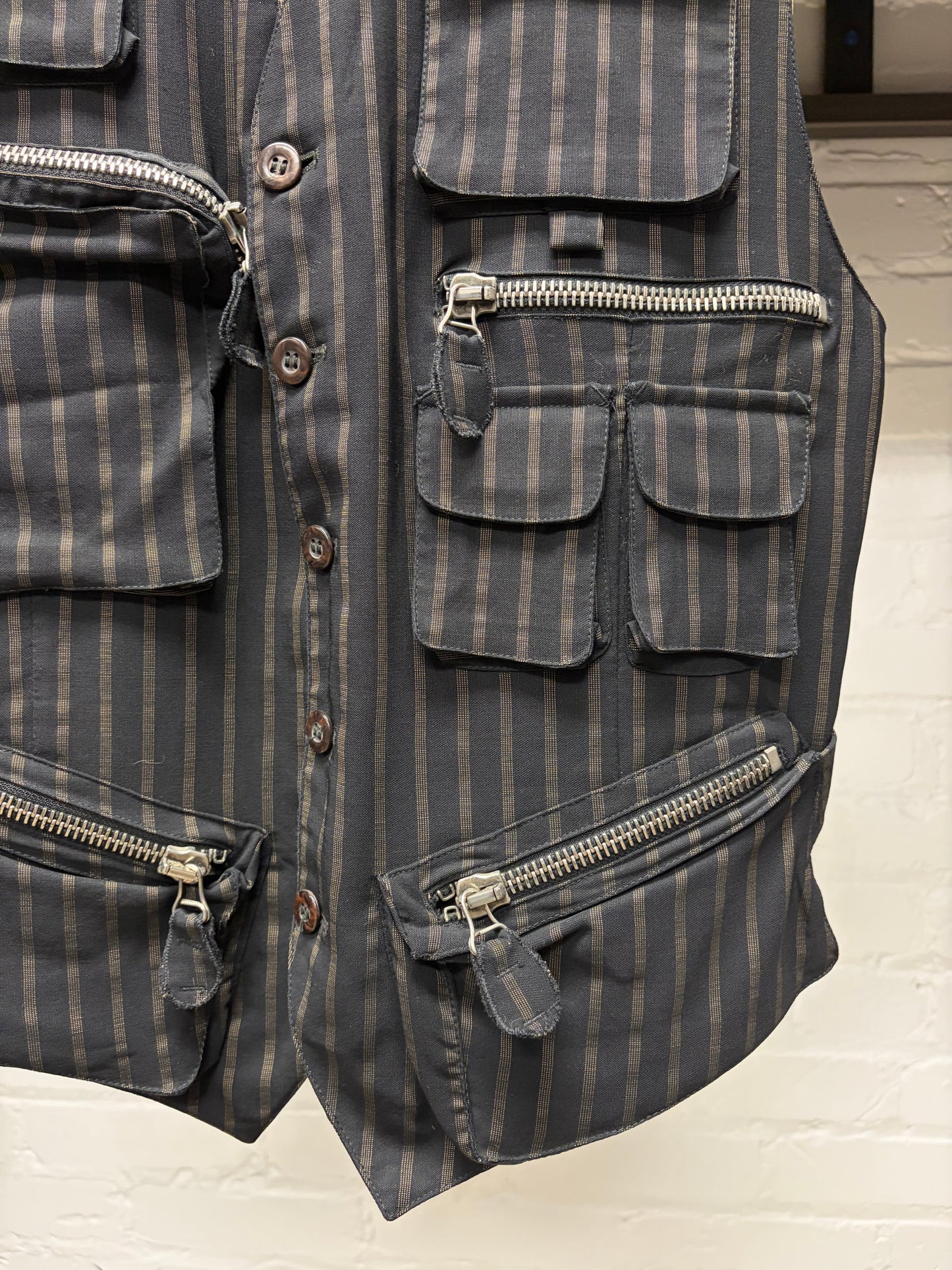 Vintage 90s Jean Paul Gaultier Pinstripe Cargo Vest