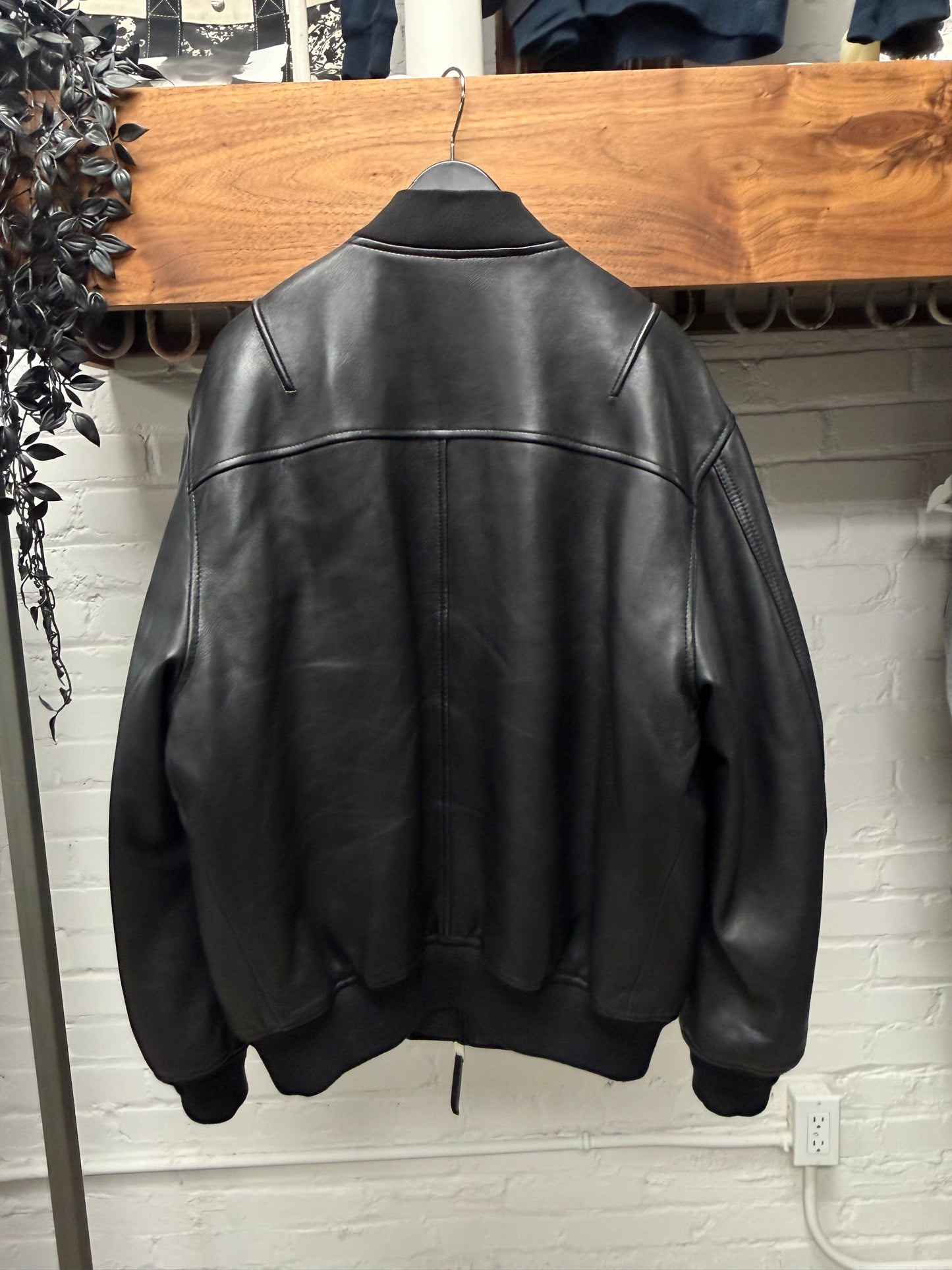 Diesel ‘L-Pritts’ Black Lambskin Leather Bomber Jacket