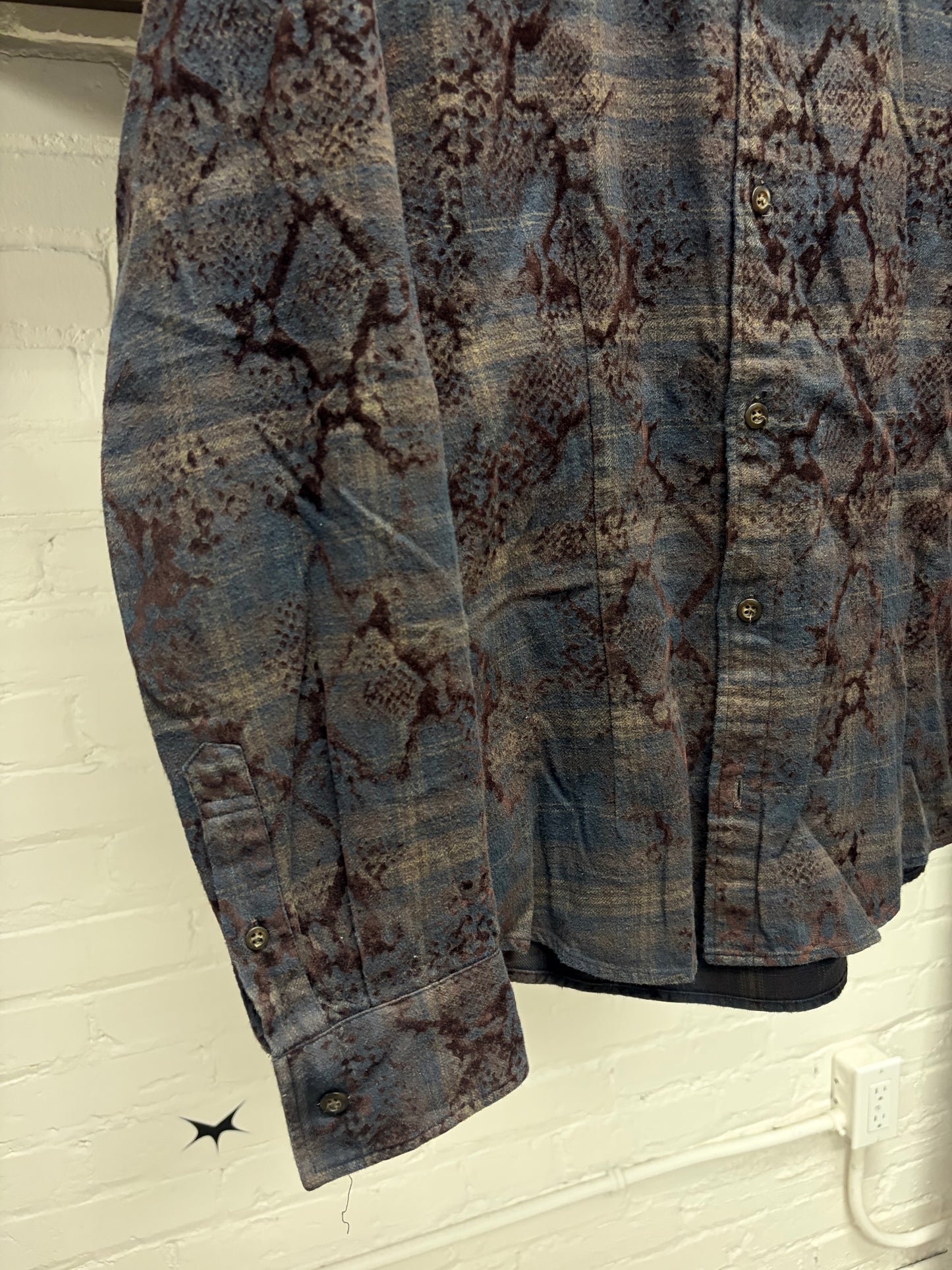 Tornado Mart Dark Purple Snakeskin Print Button Up Shirt