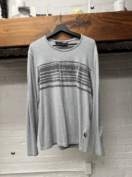 Moschino ‘I’m No Delinquent’ Studded Grey Long Sleeve Shirt