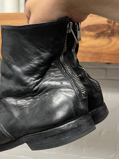 Guidi 986 Backzip Black Calfskin Leather Ankle Boots