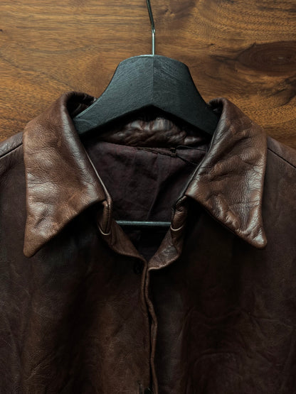 Carpe Diem Natural Brown Leather Button Down Shirt