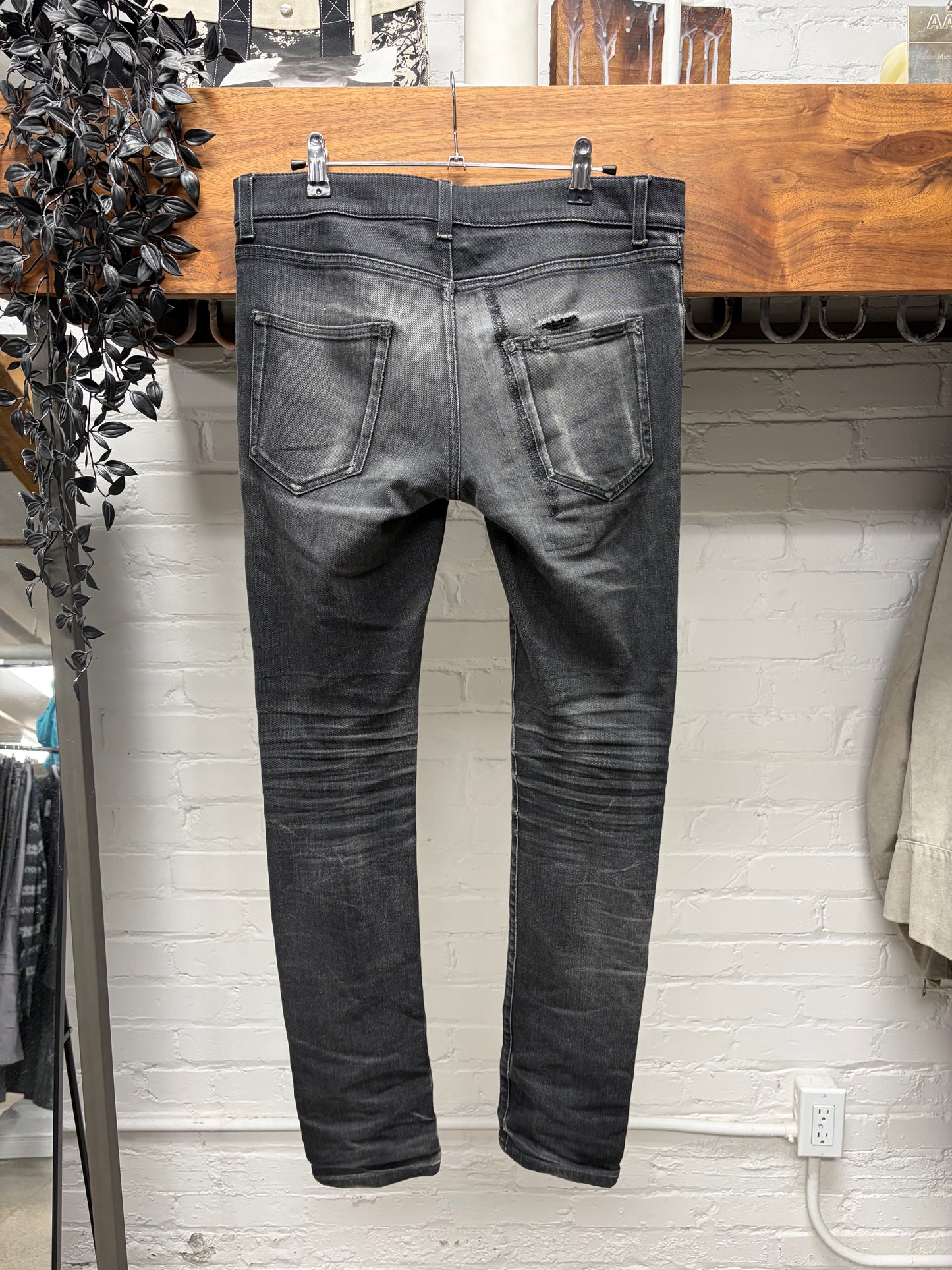 2021 Saint Laurent ‘D03’ Washed Black Skinny Jeans