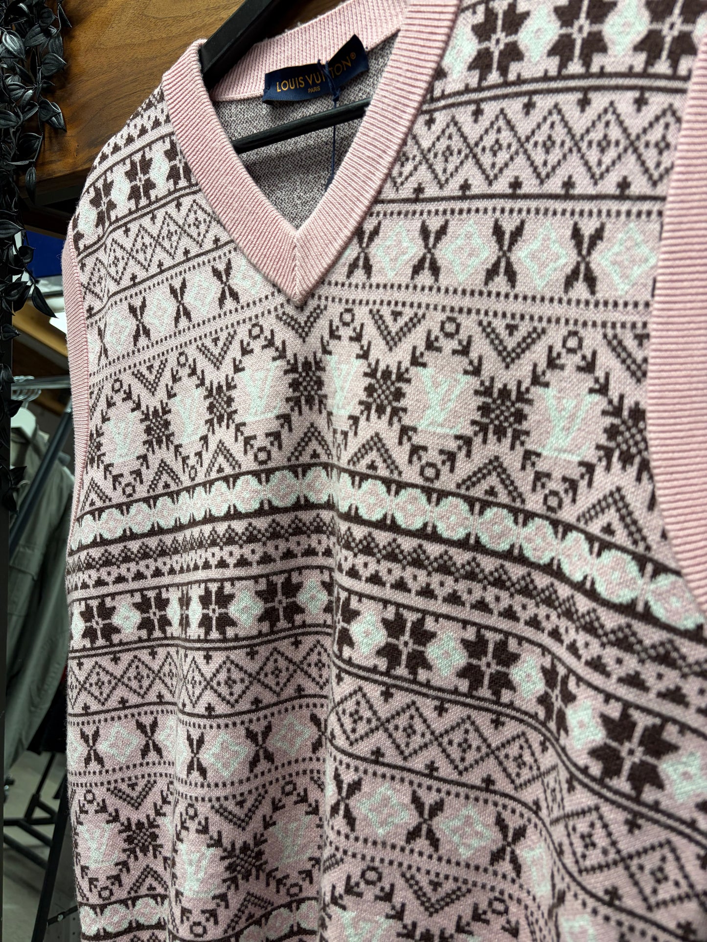 SS2024 Louis Vuitton x Tyler the Creator ‘Fair Isle’ Pink Merino Wool Sweater Vest