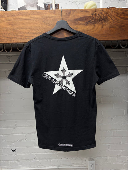 Chrome Hearts ‘Star Cross’ Black Cotton V-Neck T-Shirt