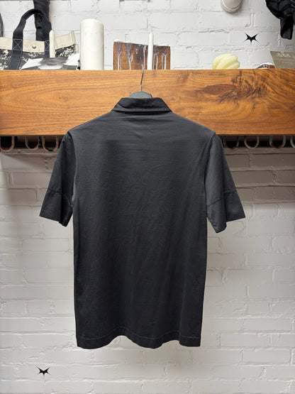 Gianfranco Ferre ‘Badge Logo’ Black Cotton Slim Cut Polo