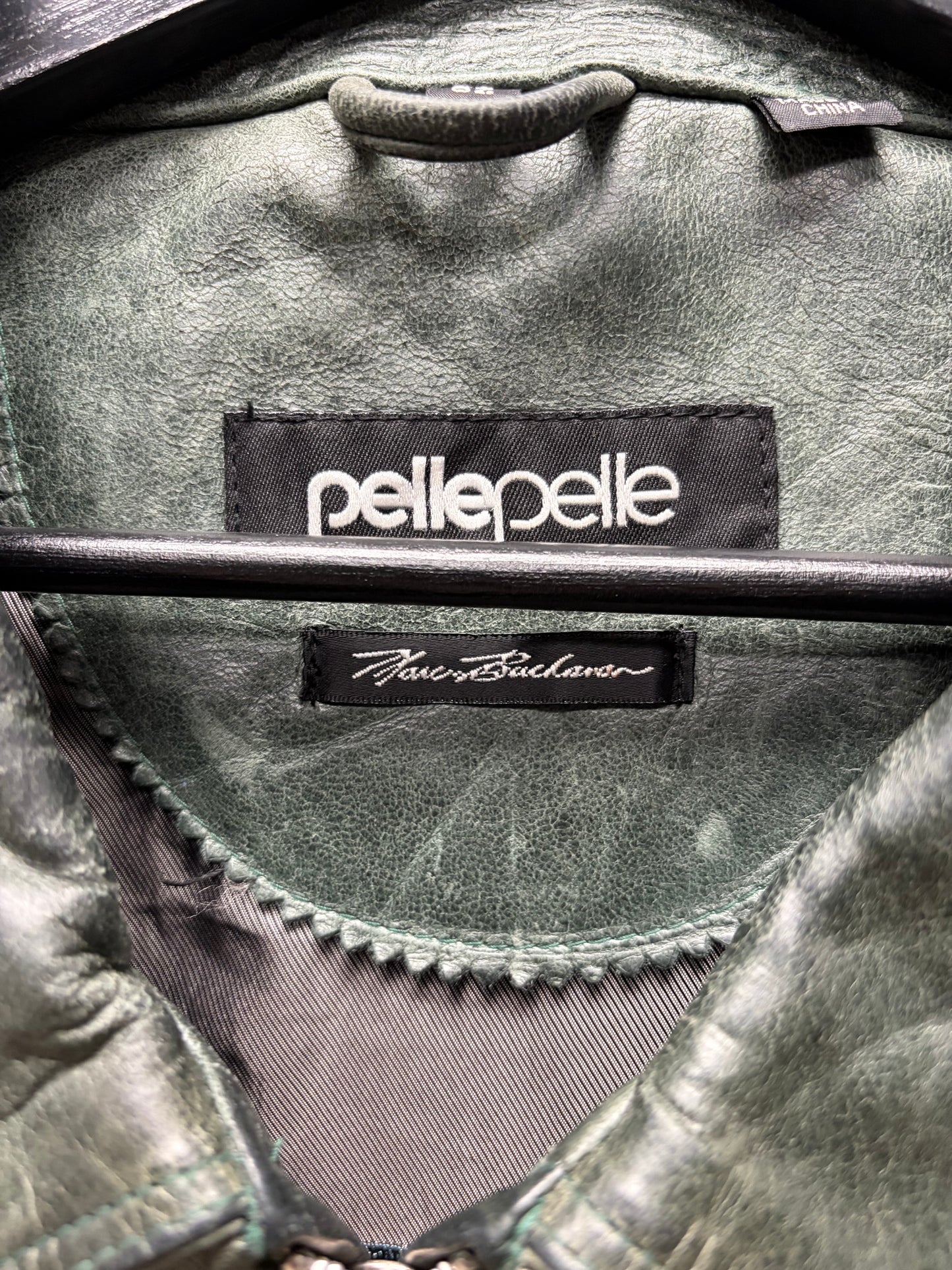 Vintage Pelle Pelle ‘Moss Green’ Studded Leather Jacket