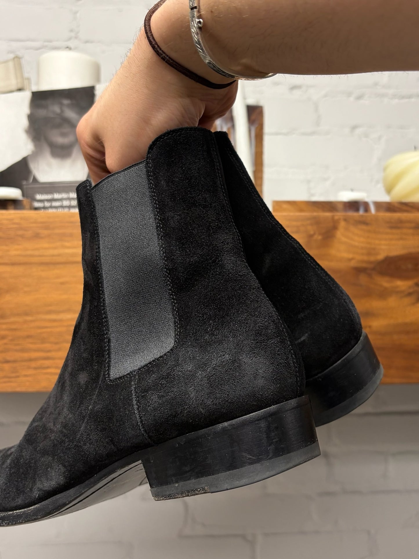 Saint Laurent Black Suede ‘Wyatt’ Chelsea Boots