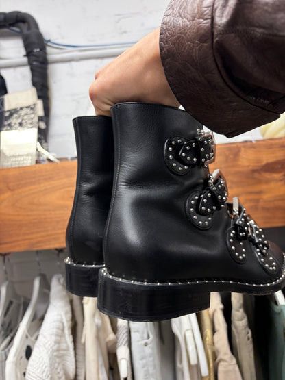 Givenchy Studded Black Pointed Toe Leather Boots
