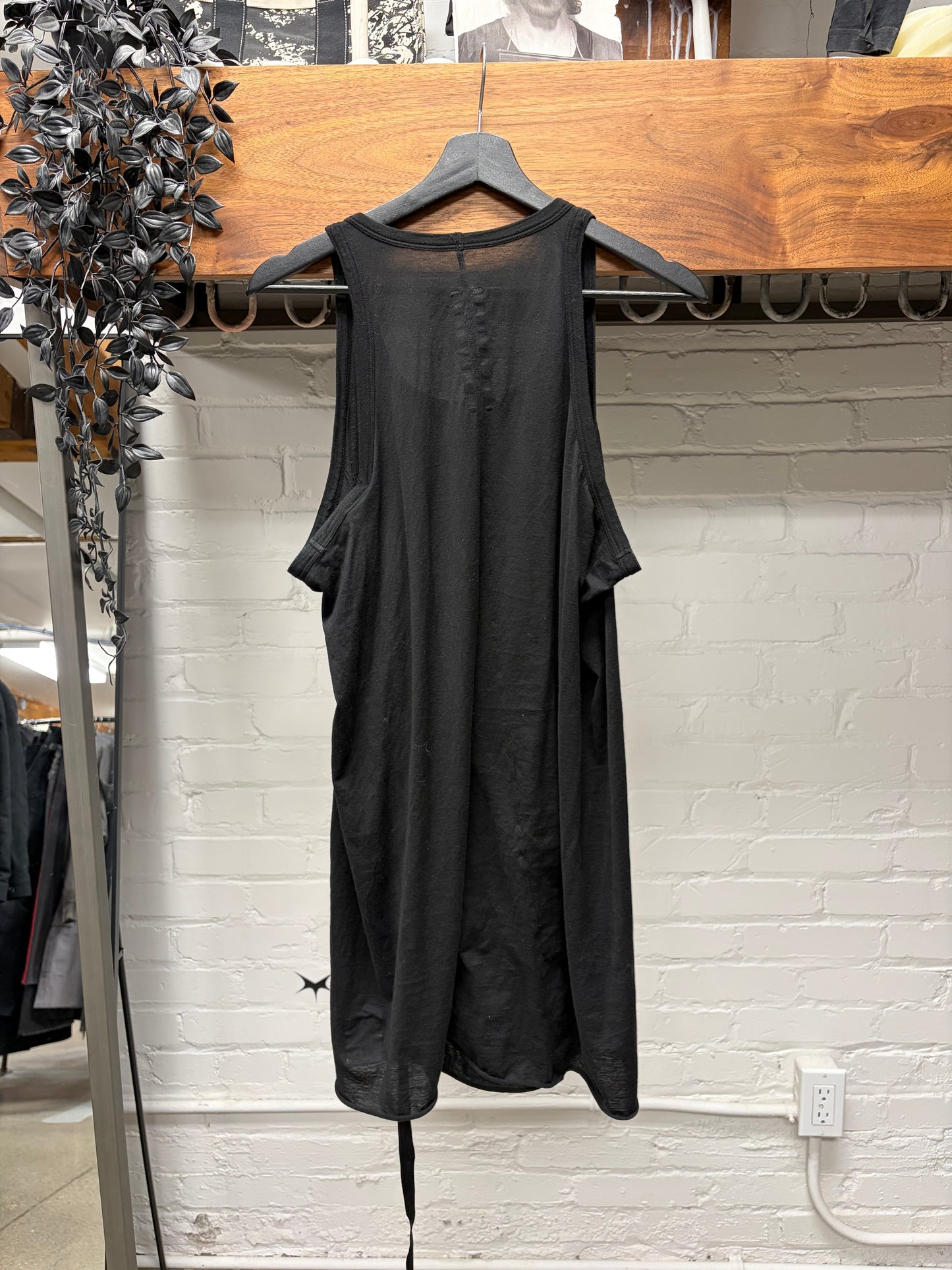 Rick Owens Mainline Ribbed Black Tank Top