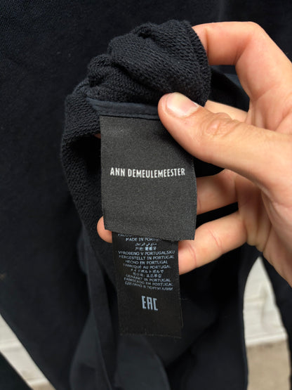 AW2021 Ann Demeulemeester ‘Holy’ Embroidered Logo Black Sweatshirt