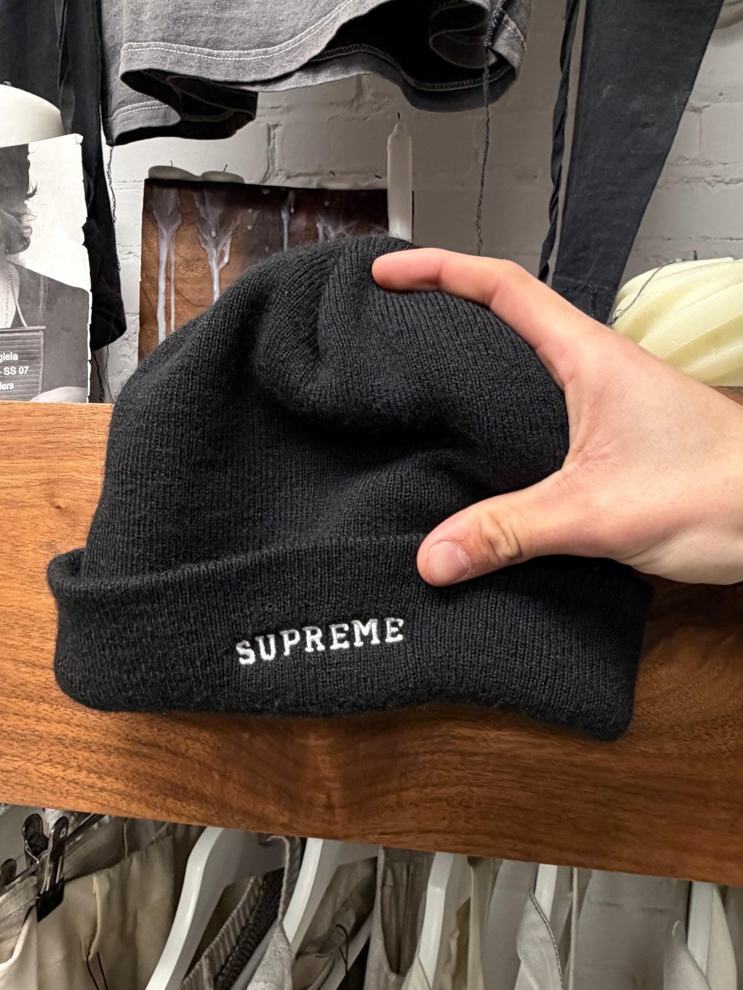AW2016 Supreme x Tom & Jerry Black Embroidered Logo Beanie