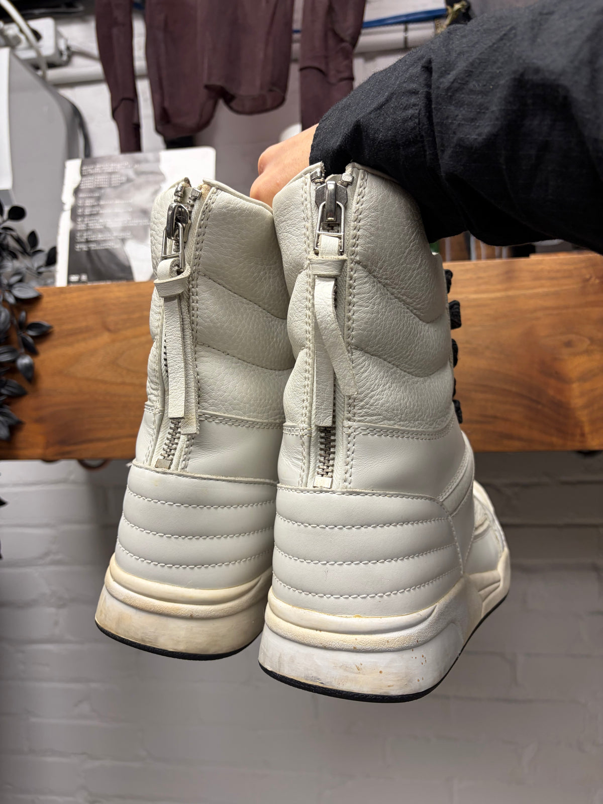 Diet Butcher Slim Skin DBSS ‘Dunk’ White Leather High Top Sneakers