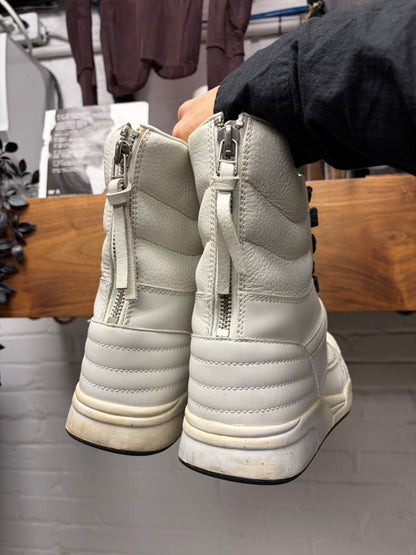 Diet Butcher Slim Skin DBSS ‘Dunk’ White Leather High Top Sneakers
