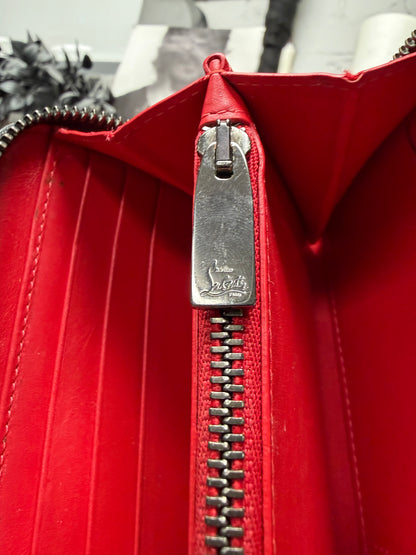 Christian Louboutin ‘Panettone’ Black Studded Zip-Up Leather Long Wallet