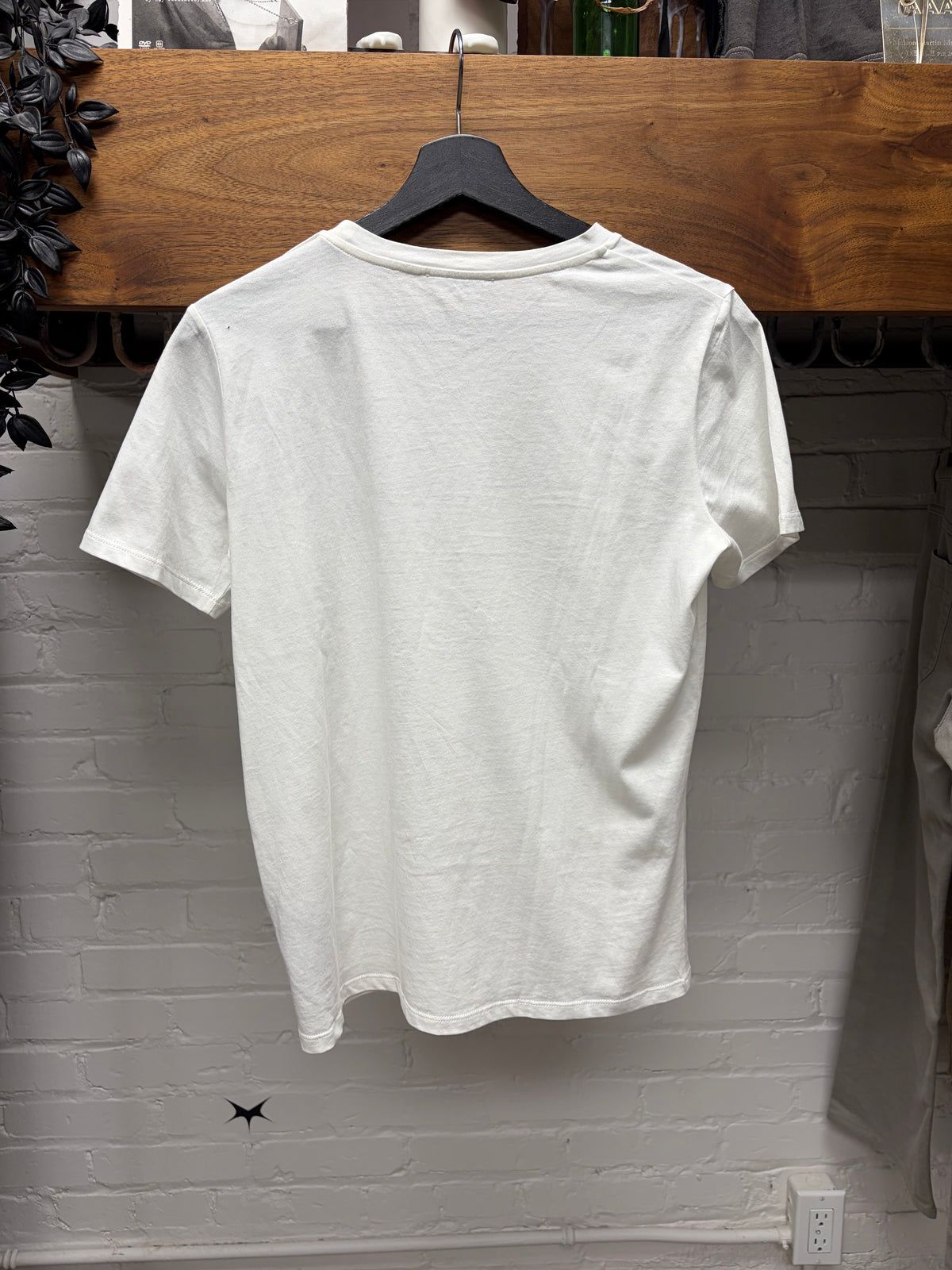 Balmain Shoulder Epaulette White Short Sleeve Logo T-Shirt
