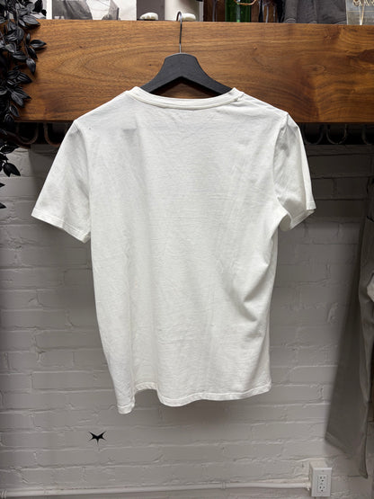 Balmain Shoulder Epaulette White Short Sleeve Logo T-Shirt