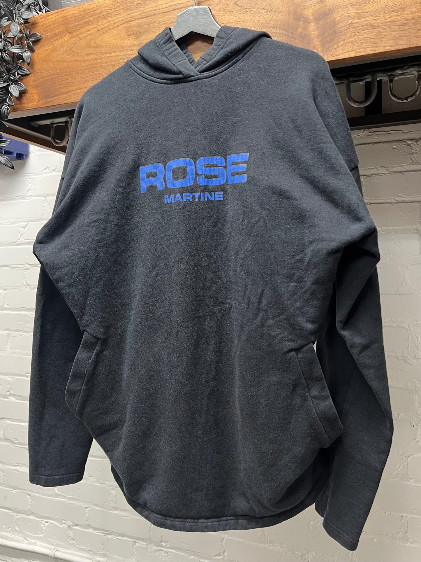 Martine Rose Black/Blue Logo ‘Collapsed’ Pullover Hoodie