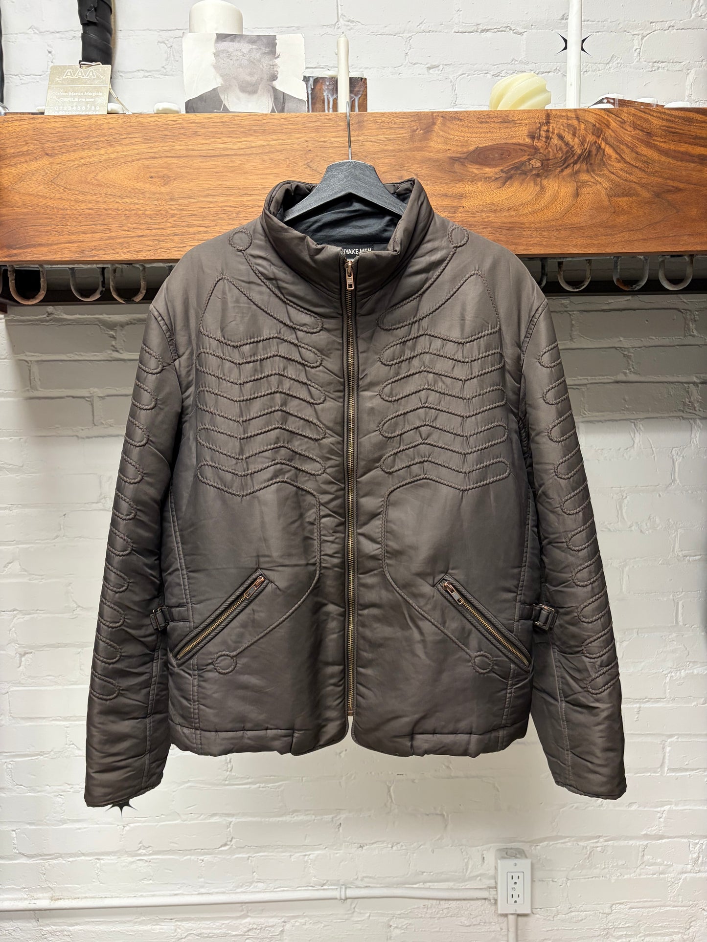 AW1998 Issey Miyake ‘Exoskeleton’ Ribbed Brown Padded Jacket