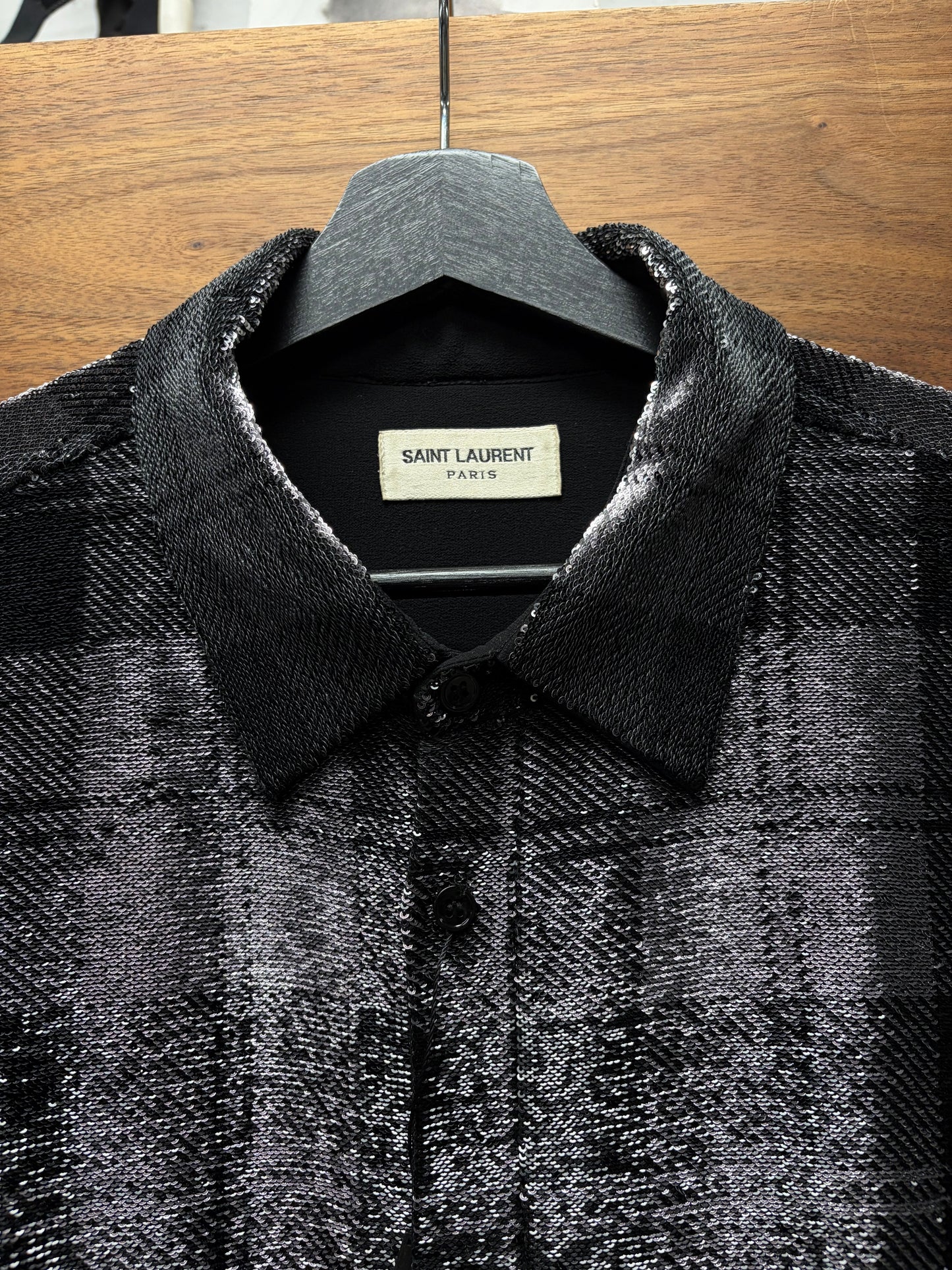 2018 Saint Laurent by Anthony Vacarello Sequin Shadow Plaid Flannel