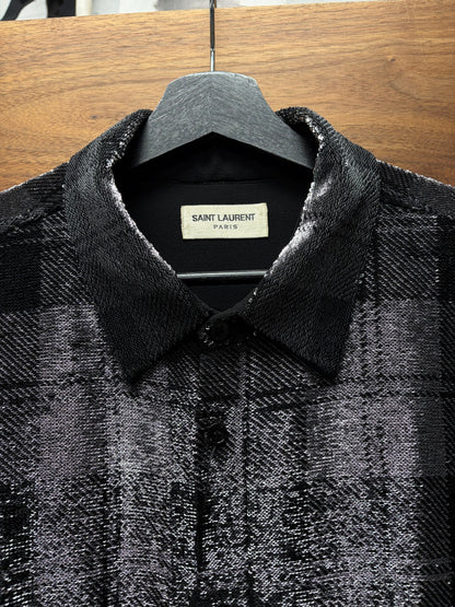 2018 Saint Laurent by Anthony Vacarello Sequin Shadow Plaid Flannel