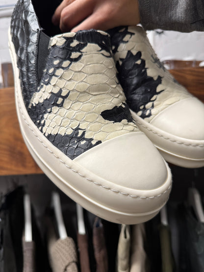Rick Owens Python Leather ‘Ramones’ Slip On Sneakers